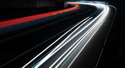 lights of cars with night. long exposure