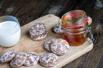 iced sugar gingerbread on a cutting board