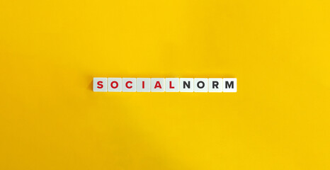 Social Norm Banner. Letter Tiles on Yellow Background. Minimal Aesthetics.