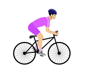 Obraz premium Man riding on a sport bicycle. Bicyclist. Vector image