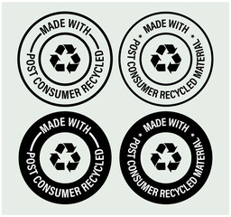 environment friendly abstract. made with post consumer materials vector icon set. 