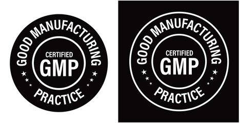 certified GMP, Good manufacturing practice vector icon, black in color,