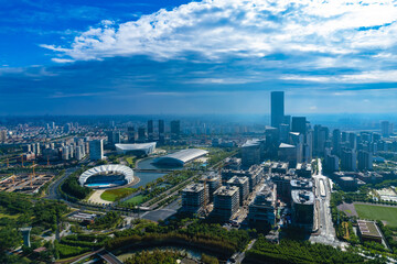 Naklejka na ściany i meble Shanghai Oriental Sports Center and Qiantan International Business District, China