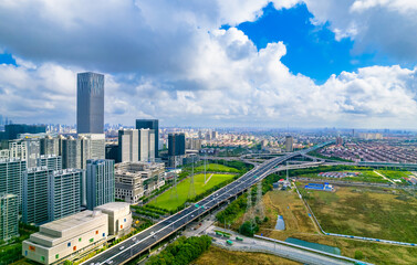 Fototapeta na wymiar Shanghai Oriental Sports Center and Qiantan International Business District, China