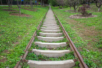 small railway station and railway