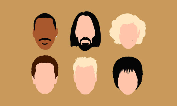 Set of famous Hollywood movie stars actors faceless heads	