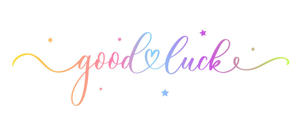Fototapeta na wymiar Good Luck lettering inscription. Handwritten modern calligraphy, brush painted letters. Template for greeting card, poster, logo, badge, icon, banner, tag.