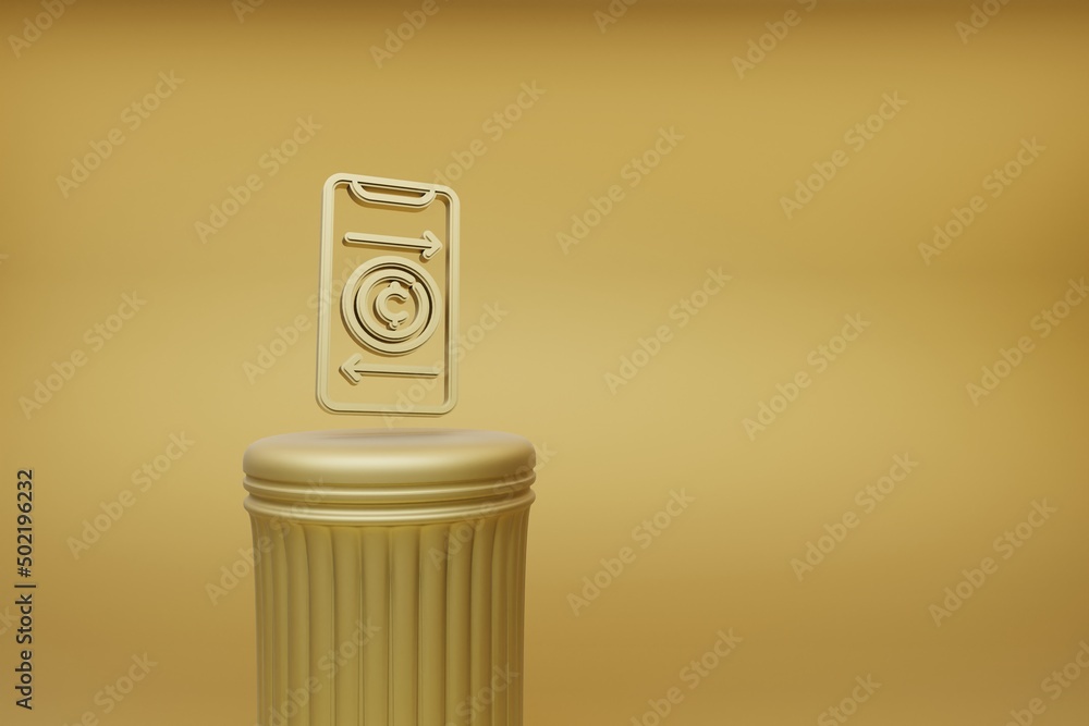 Poster beautiful abstract illustrations golden coin exchange symbol icons on a golden column and wonderful 