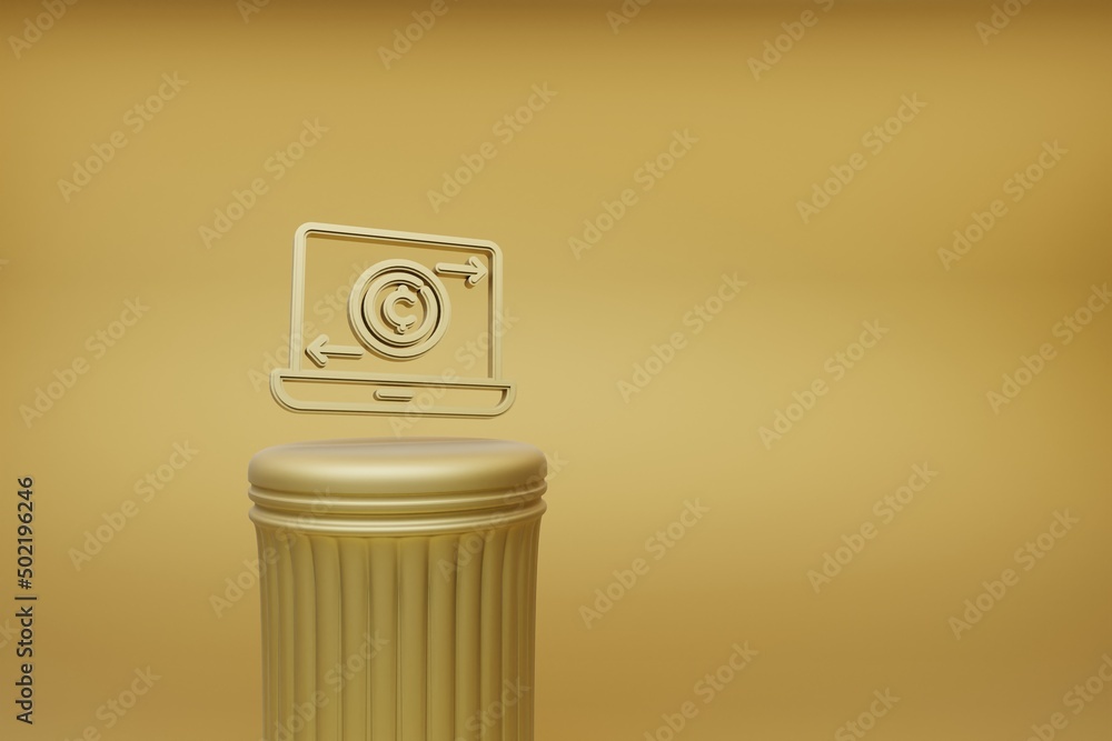 Poster beautiful abstract illustrations golden coin exchange symbol icons on a golden column and wonderful 