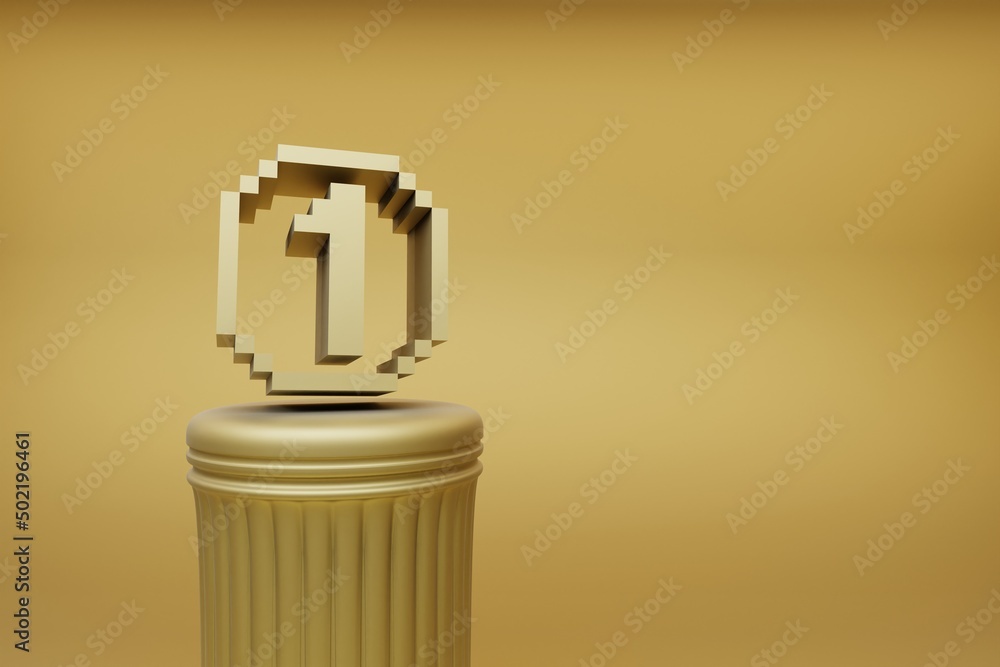 Leinwandbilder beautiful abstract illustrations golden golden pixel number 1 symbol icons on a golden column and wo