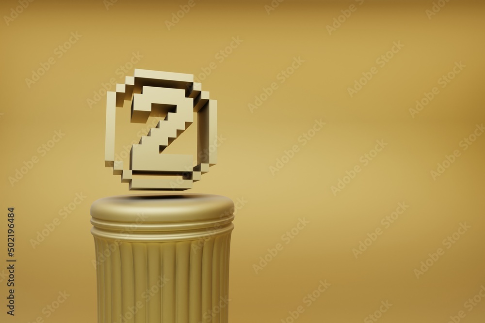 Poster beautiful abstract illustrations golden golden pixel number 2 symbol icons on a golden column and wo