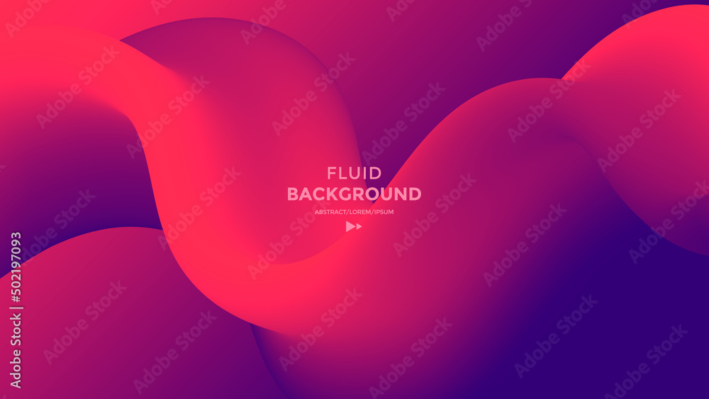 Wall mural red and blue fluid wave. duotone geometric compositions with gradient 3d flow shape. innovation mode