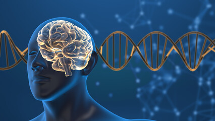  Dna medical background with head and brain