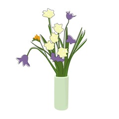 Bouquet of flowers in a vase. Vector illustration