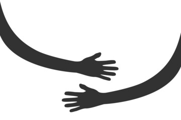 Hugging hands icon. Hand hugs. Faith in unity. A unique relationship developed. Vector.