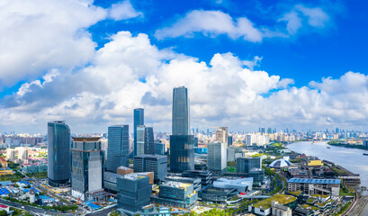 Naklejka premium West Bank Business District, Shanghai, China