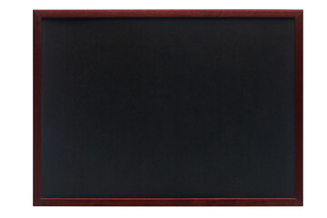 Black chalkboard isolated on white background. Empty chalkboard. Brown wooden framed chalk board for paint.
