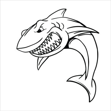Angry shark cartoon vector. suitable for marine life, animal, sea creature icon, sign symbol.
