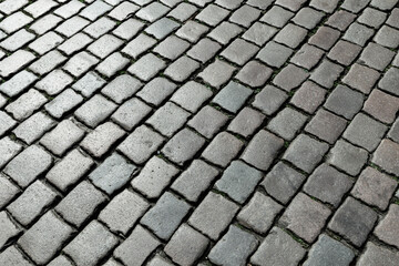 pattern of old cobblestone paved street