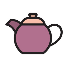 Teapot , Tea filled outline icon.