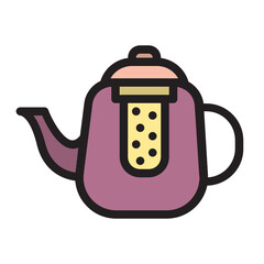 Teapot , Tea filled outline icon.