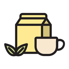 Milk Tea , Tea filled outline icon.