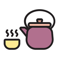 Obraz premium Teapot , Tea filled outline icon.
