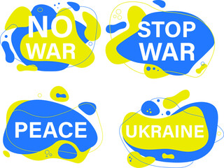 Vector liquid and fluid background illustration of No War, stop war, peace, ukraine. ukraine support concept. No war and military attack in Ukraine poster. yellow and blue colors of Ukrainian flag