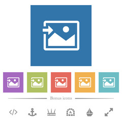 Import image flat white icons in square backgrounds