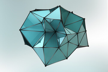Futuristic connected polygonal structure object background 3d render