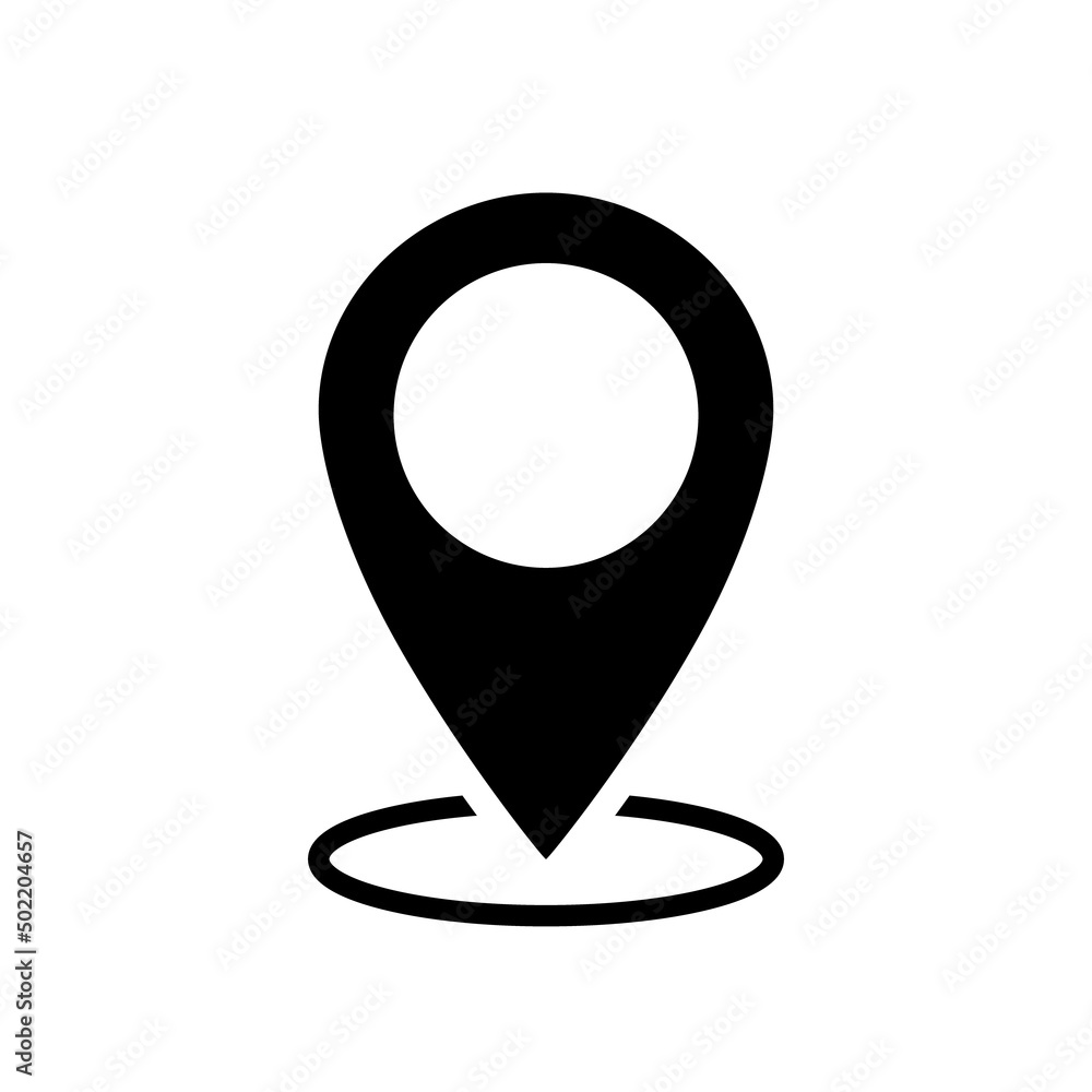 Poster map pin. icon of place position. location symbol. gps icon with circle of place isolated on white ba
