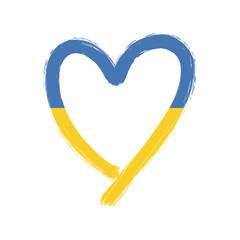 Ukrainian flag colors heart. Blue and yellow vector illustration.