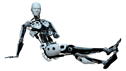 3D Rendering Male Robot on White