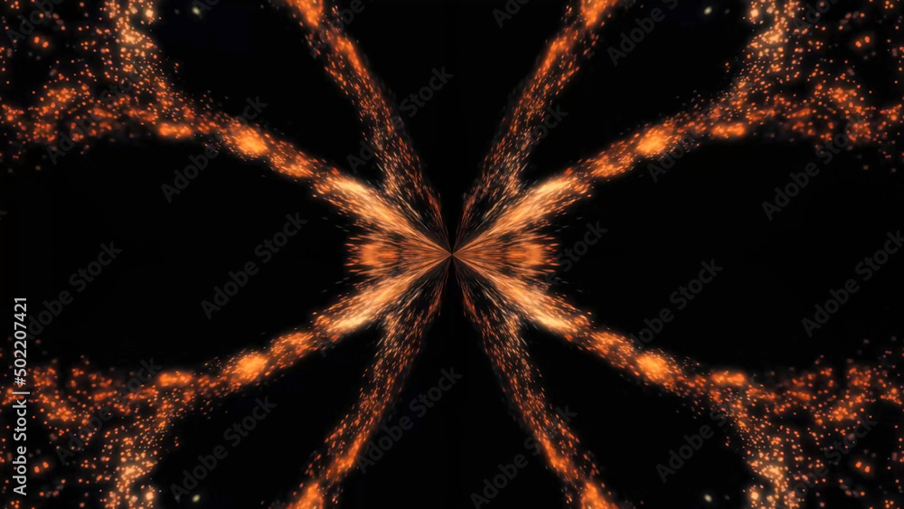 Poster abstract splash of patterned energy. abstract particle explosion moving patterned and symmetrical fr