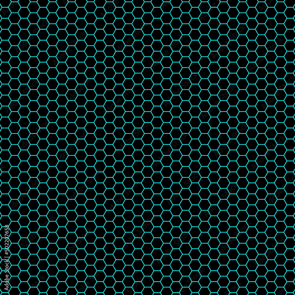 Aufkleber Background pattern seamless hexagonal abstract blue luxury color geometric vector. Metal grid background pattern. Black abstract background hexagon colorful light decoration.
