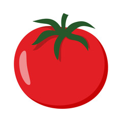 Tomato icon. Tomato with a stem silhouette. Ingredient for vegetable salad.