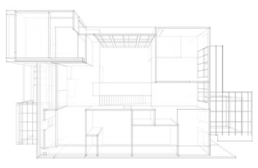 Fototapeta premium house building sketch architecture 3d illustration