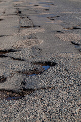 part of the carriageway for cars with damage