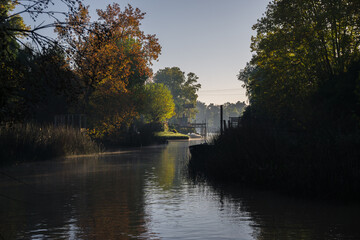 Fototapeta premium corner of Saint George stream and Gambado stream, Delta, Tigre, Buenos Aires, Argentina. Fall 2022
