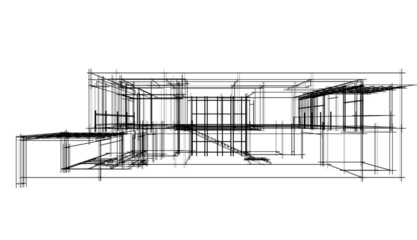 house building sketch architecture 3d illustration