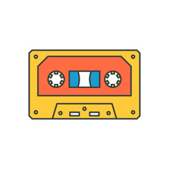 Naklejka premium Vintage tape cassette multicolored pop art groovy style vector cartoon illustration