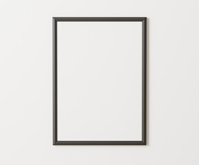 Black frame mockup on white wall, 3:4 ratio, 30x40 cm, 18x24". empty poster frame mock up,. 3d rendering