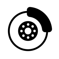 Car brake disc icon, brake system repair for auto service, auto mechanic, websites