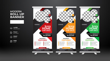 Modern and creative Real Estate Roll Up Banner template