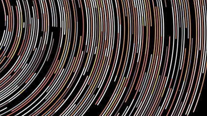 Beautiful abstract animation of multicolored neon lines rotating in a circle on the black background. Animation. Computer generated background, 3D rendering background.