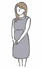 ウェディング　冠婚葬祭　服装　イラスト　女性