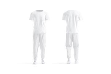 Blank white sport uniform mock up, front and back view