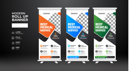 Modern and creative Health care medical Roll Up Banner template