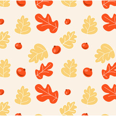 Seamless autumn pattern for textiles, packaging, background, yellow leaves, fire atmosphere