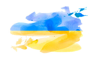 Ukrainian flag on a white isolated background